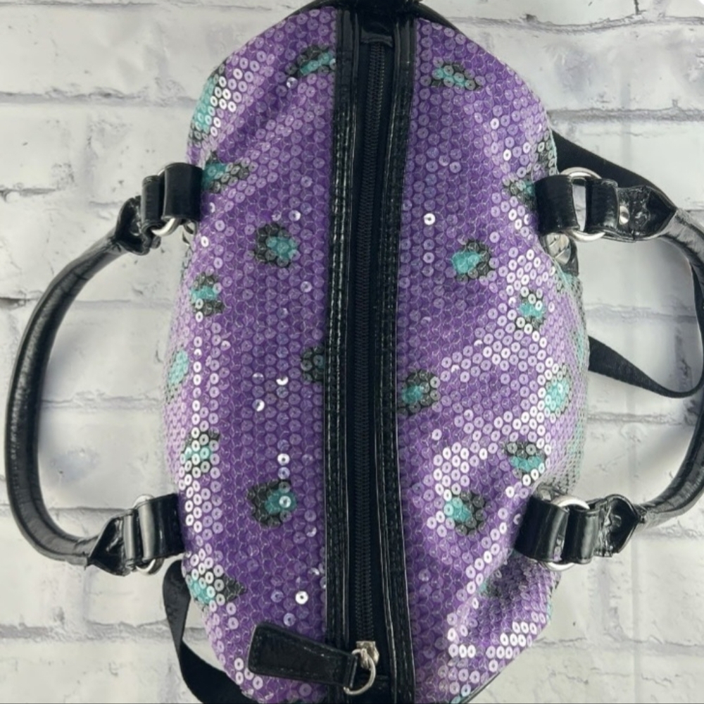 BETSEY JOHNSON Vintage Double Handle Crossbody Studded Sequin Handbag - Picture 5 of 10